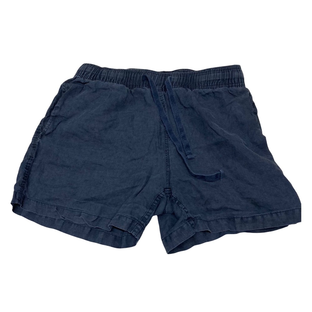 Vacay Mens Navy Blue Linen Blend Drawstring Elastic Waist Shorts Large